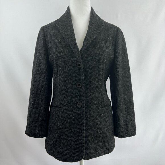 Lauren Ralph Lauren 100% Lambswool Charcoal Gray Blazer Women’s Size 6P petite - Picture 2 of 14